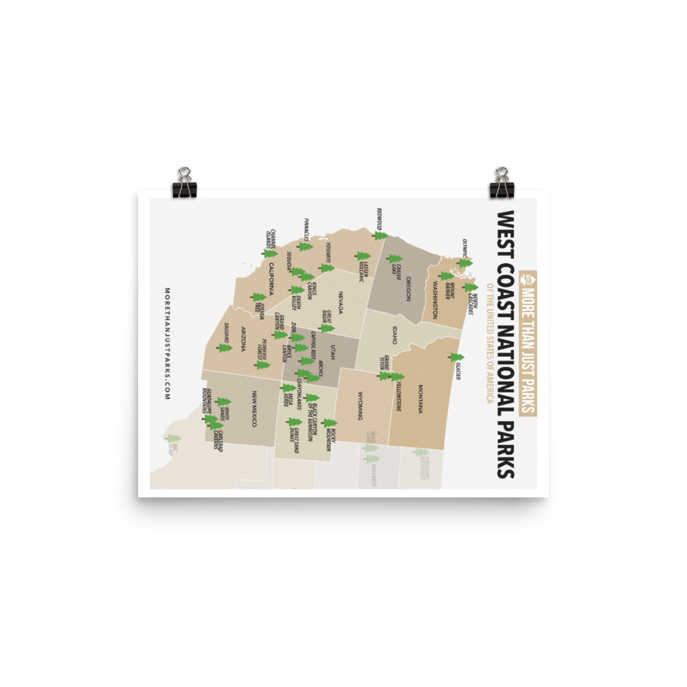 Map of US West Coast National Parks by More Than Just