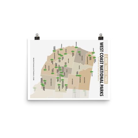 Map of US West Coast National Parks by More Than Just Parks (12x16)