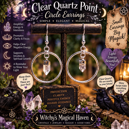 Clear Quartz Point Crystal Circle Earrings