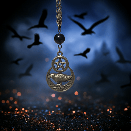 Crow Moon Obsidian Spell Gemstone Pendant