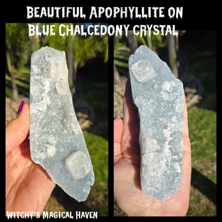 Apophyllite On Blue Chalcedony Cluster