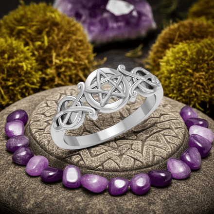 Pentacle Pentagram Sterling Silver Ring, sizes 7 &amp; 8