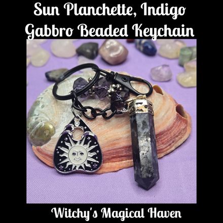 Indigo Gabbro Point Sun Planchette Charm Keychain, Purse, Car Accessory