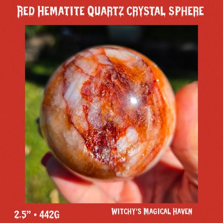 Red Hematite in Quartz Crystal Sphere "Fire Quartz"