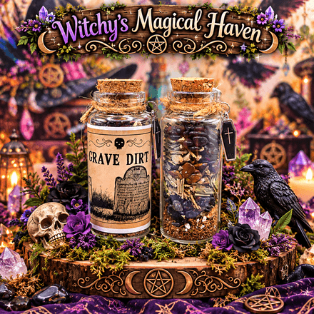 Grave Dirt Magical Crystal, Herb &amp; Earth Potion Bottle