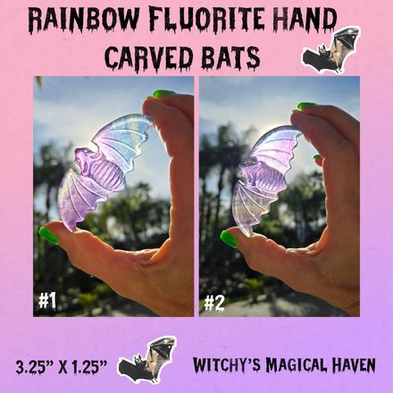 Rainbow Fluorite hand carved Gemstone Bats