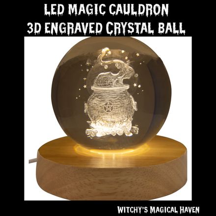 Magic Cauldron Engraved Crystal Ball LED Light