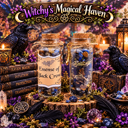 Essence of Black Crows Magical Crystal &amp; Herb Potion Bottle