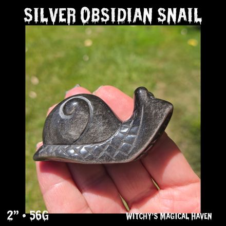 Silver Obsidian Hand-Carved Snail