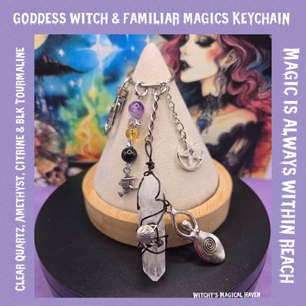 Goddess Witch &amp; Familiar Magics Keychain