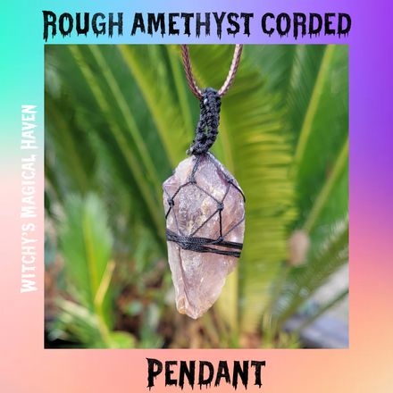 Amethyst Rough Cord Wrapped Pendant