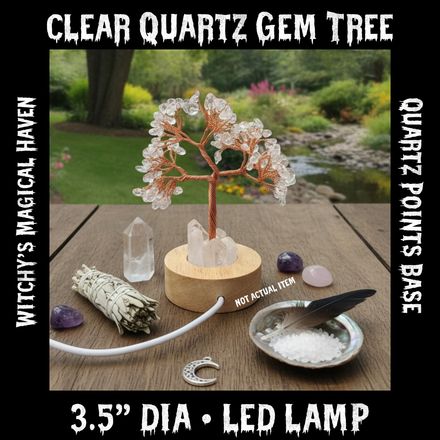 Clear Quartz and Quartz Point Gemstone Tree LED Tree Lamp
