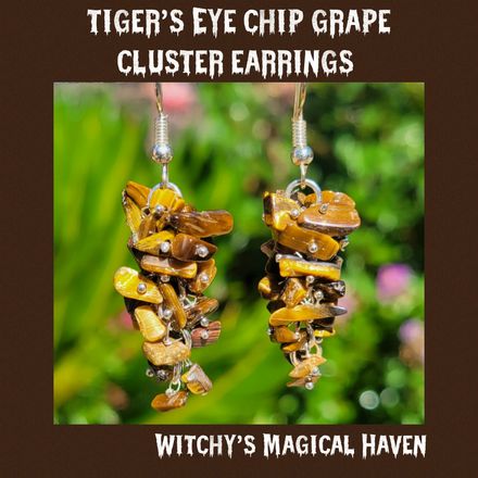 Tiger's Eye Crystal Chip Grape Cluster Earrings
