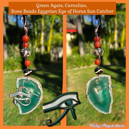 Green Agate Eye of Horus Window Suncatcher