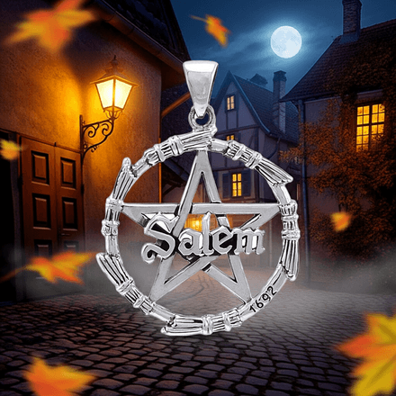 Broom Pentacle Salem Sterling Silver Pendant