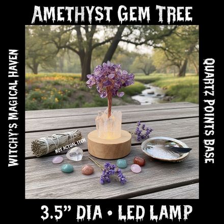 Amethyst and Quartz Point Gemstone Tree LED Tree Lamp