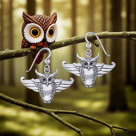 Cari Buziak Owl Sterling Silver Earrings