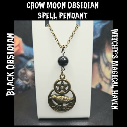 Crow Moon Obsidian Spell Gemstone Pendant