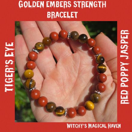 Tiger's Eye, Red Poppy Jasper Golden Embers Strength Gemstone Bracelet