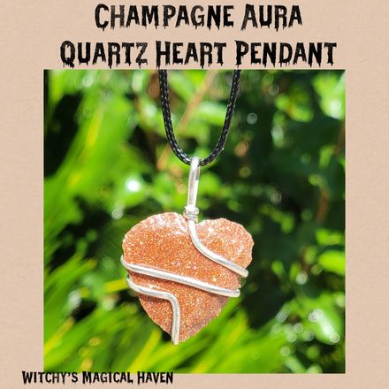 Champagne Aura Quartz Heart Pendant
