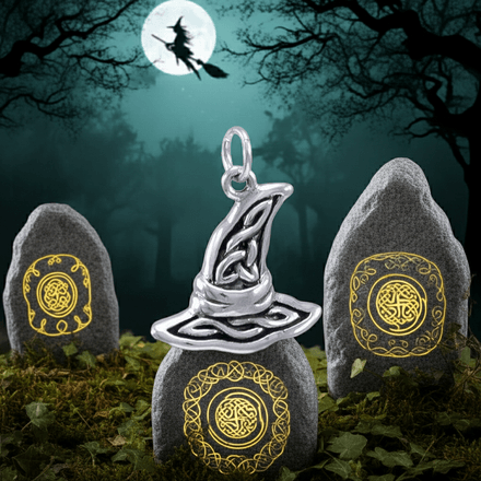 Celtic Knotwork Witch Hat Sterling Silver Pendant