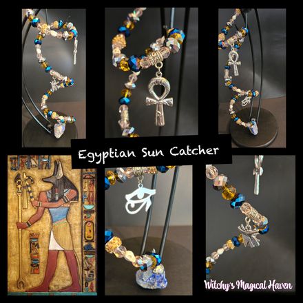 Egyptian Beaded Sun Catcher with Charms and Lapis Lazuli