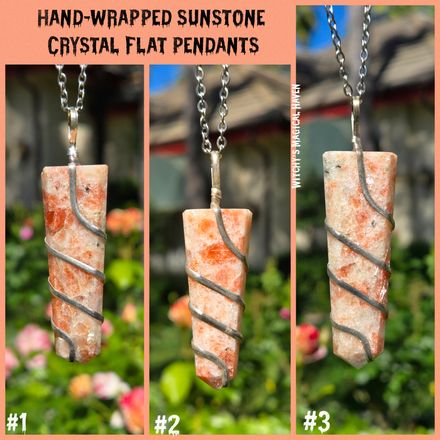 Hand-Wrapped Sunstone Crystal Flat Pendants