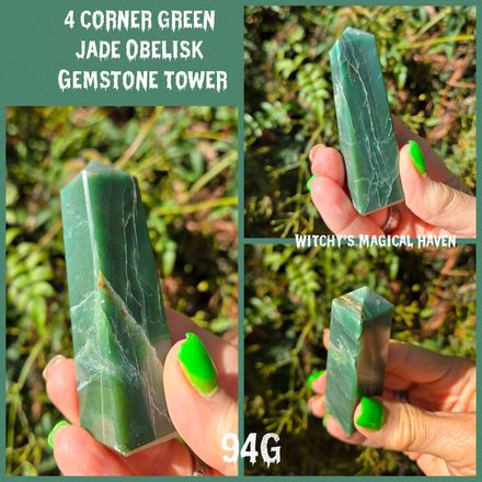 Green Jade 4" Obelisk Gemstone Tower