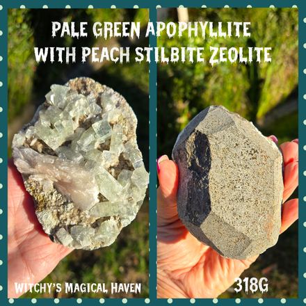 Pale Green Apophyllite with Peach Stilbite Zeolite Cluster