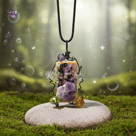 Amethyst Heart, Crystal Chips, Bead Pendant or Hanging Accessory