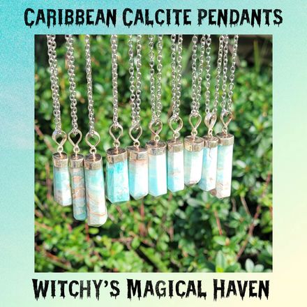 Caribbean Calcite Point Sterling Silver Bail Pendants