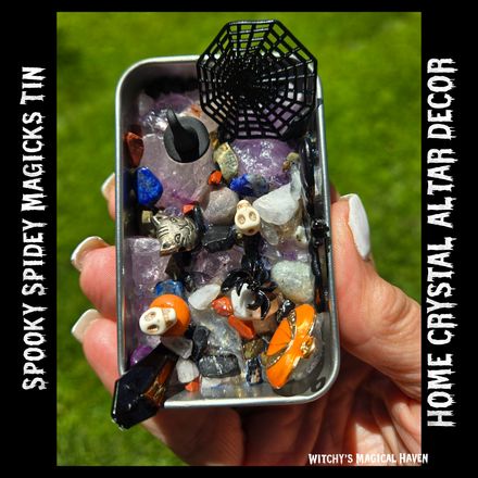Spooky Spidey Magic Crystal Tin Can Home Altar Decor