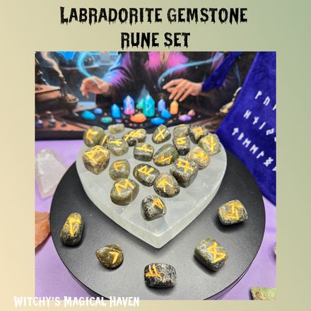 Labradorite Gemstone Rune Set