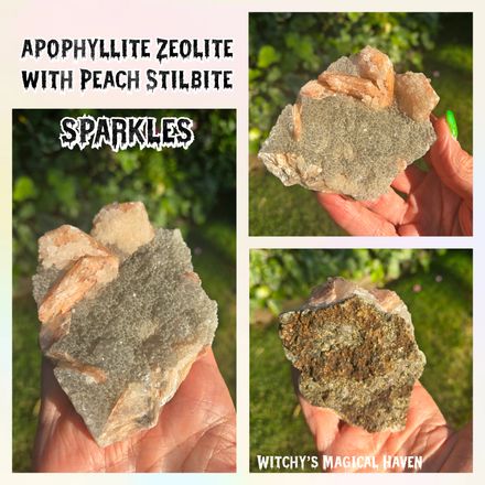 Apophyllite Crystal Cluster Zeolite with Peach Stilbite on a Basalt Base