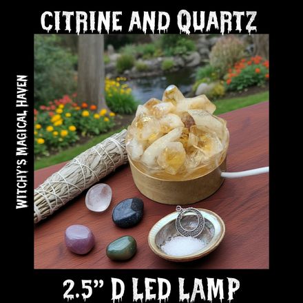 Citrine and Quartz Crystal LED Lamp