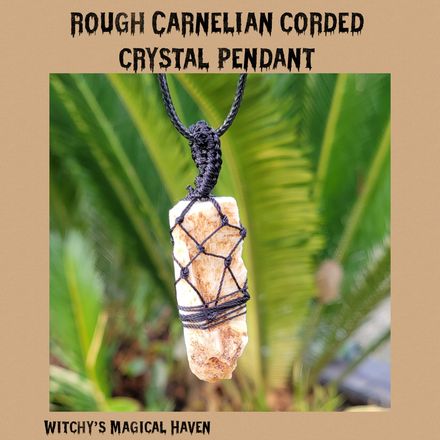 Carnelian Rough Cord Wrapped Crystal Pendant