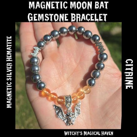 Magnetic Moon Bat Gemstone Bracelet