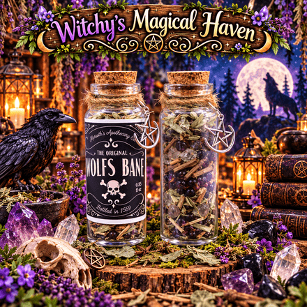 Wolf’s Bane Magical Crystal &amp; Herb Potion Bottle 