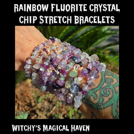 Rainbow Fluorite Crystal Chip Stretch Bracelets