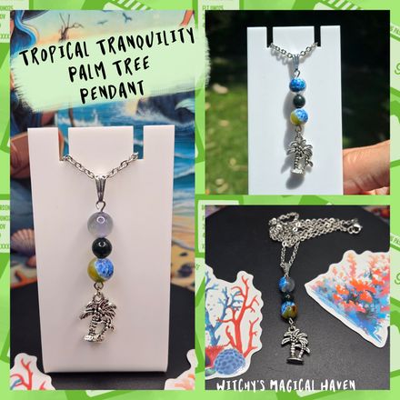Tropical Tranquility Agate Palm Tree Pendant