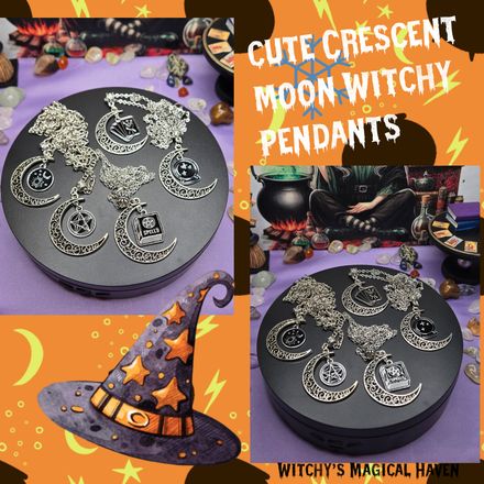 Crescent Moon Witchy Charm Pendants