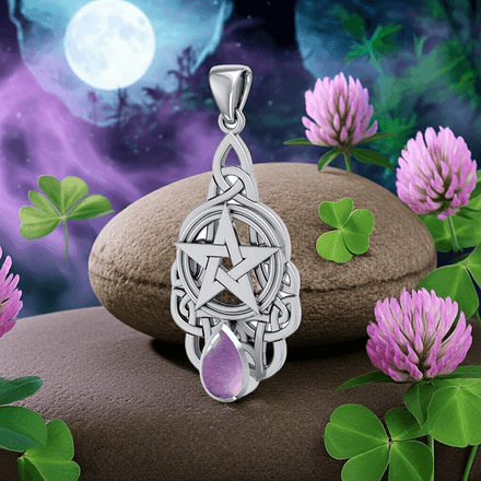 Hidden Amethyst in Pentacle Celtic Sterling Silver Pendant
