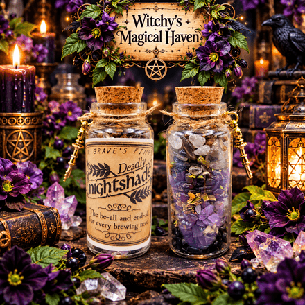 Deadly Nightshade Magical Crystal &amp; Herb Potion Bottle
