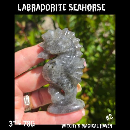 Labradorite Hand-Carved Seahorse 3"