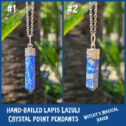 Hand-Bailed Lapis Lazuli Crystal Point Pendants