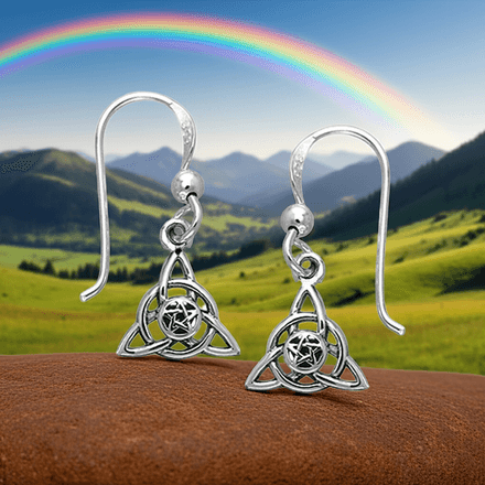 Celtic Trinity Pentacle Sterling Silver Earrings