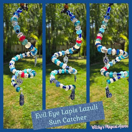 Evil Eye Beaded Charm Lapis Lazuli Spiral Sun Catcher