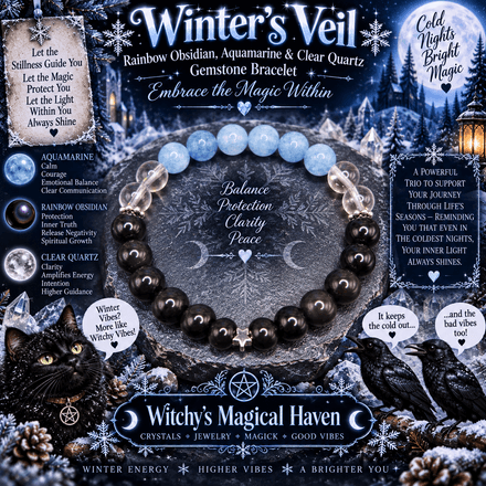 Winter's Veil - Rainbow Obsidian, Aquamarine &amp; Clear Quartz Bracelet