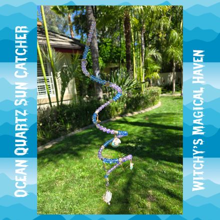 Ocean Inspired Beaded with Ocean Charms and Clear Quartz Point Sun Catcher