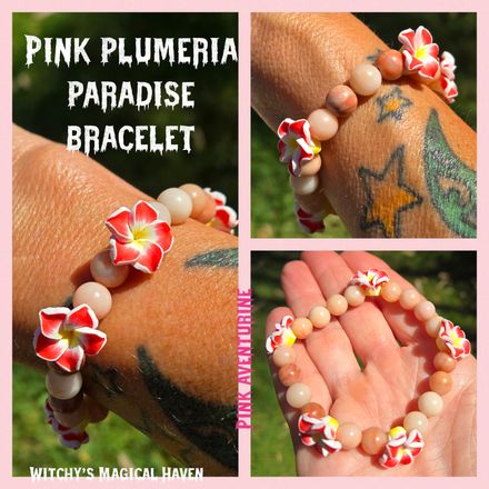 Pink Plumeria Paradise Gemstone Bracelet